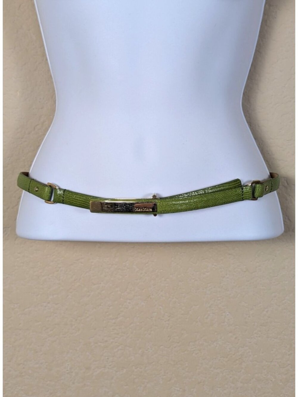 MaxMara Skinny Belt lime green leather size S y2k thin chic